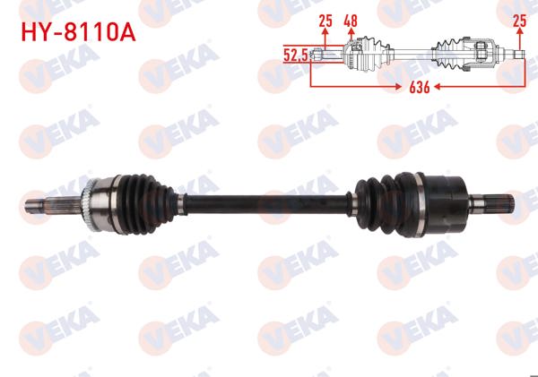 VEKA HY-8110A | Komple Aks Sol Ön ABS'li 48 Dıs Uzunluk 636mm Hyundai Accent Blue 1.4 Cvvt A-T 2010 -