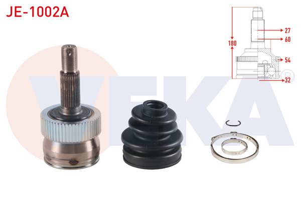 VEKA JE-1002A | Aks Kafası Sol-Sağ On Dıs 27X32x60 ABS 54 Dıs Uzunluk 180mm Jeep Cherokee 2.5 TD-4.0İ 1984-2001 / G.Cherokee 2.5 TD-4.0-5.2 1991-1999 / Wrangler 2.5 1996-2008