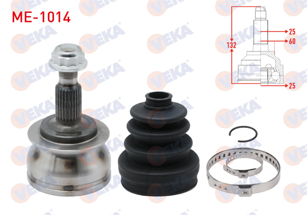 VEKA ME-1014 | Aks Kafası Sol-Sağ Dıs Mercedes B Serisi (W245) 180 CDI M-T 25X25x60 Uzunluk 132 mm 2005-2011