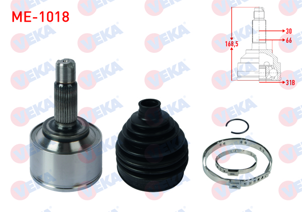 VEKA ME-1018 | Aks Kafası Sol-Sağ On Dıs 30X31x66 Uzunluk 168,5mm Mercedes Vito (W447) 2014 -