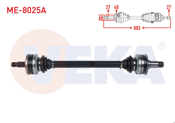 VEKA ME-8025A | Komple Aks Sol-Sağ Arka ABS li 48 Dıs Uzunluk 731mm Mercedes C Serisi (W203) C 180-C 200 CDI 2000-2006