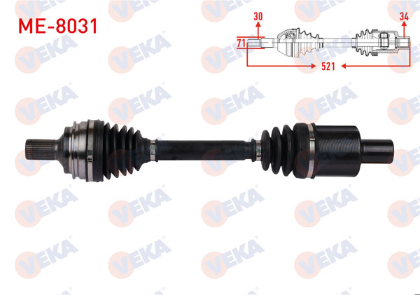 VEKA ME-8031 | Komple Aks Sol Ön Uzunluk 521mm Mercedes E Serisi (W212) E250 220 300 350 400 500 4-Matic 2009-2016 / CLS (C218) Cls250 350 400 Bluetech 2011-2017