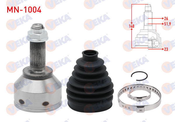 VEKA MN-1004 | Aks Kafası Sol-Sağ On Dıs Uzunluk 140mm Mini Cooper Countryman (R60) 2010-2016