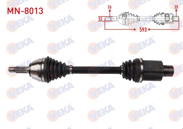 VEKA MN-8013 | Komple Aks Sağ On Uzunluk 593mm Mini Cooper Countryman (R60) 1.6 D A-T All4 2011-2016