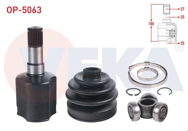 VEKA OP-5063 | Aks Kafası Sol Ön Ic 27X34x35 Uzunluk 180mm Opel Antara 2.0 CDTI 4X4 2007-/ Chevrolet Captiva (C100) 2.0 D 4X4 2006-2014