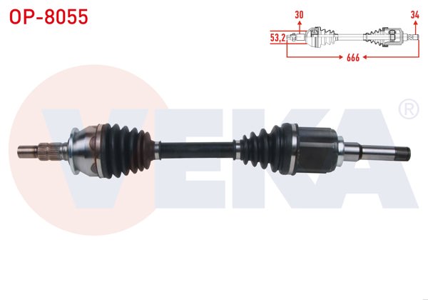 VEKA OP-8055 | Komple Aks Sol Ön Uzunluk 666mm Opel Insignia A 1.6 CDTI A-T 2013-2017
