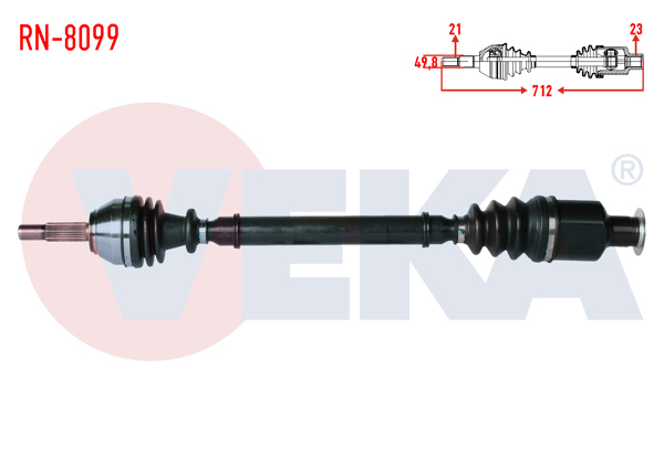 VEKA RN-8099 | Komple Aks Sağ On Renault Clio II (Bb0 / 1 / 2,Cb0 / 1 / 2) 1.4İ Uzunluk 712mm 1998-2005