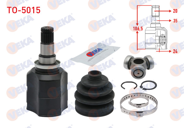 VEKA TO-5015 | Aks Kafası Sağ On Ic Toyota Corolla 1.4 D-4D 20X24x35 Uzunluk 186,50mm 2012 -
