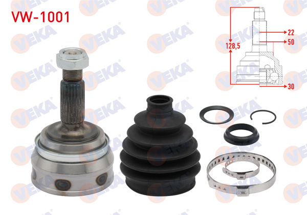 VEKA VW-1001 | Aks Kafası Sol-Sağ On Dıs Volkswagen Golf I (17) 1.1 22X30x50 Uzunluk 130 mm 1974-1985