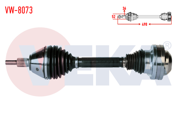 VEKA VW-8073 | Komple Aks Sol Ön Volkswagen Polo (6R,6C) 1.6 TDI A-T Uzunluk 498mm 2009 -