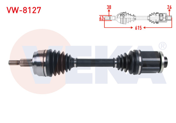 VEKA VW-8127 | Komple Aks Sol Ön Uzunluk 615mm Volkswagen Transporter V (7Ha,7Hh,7Ea,7Eh) 2.5 TDI A-T 2003-2011