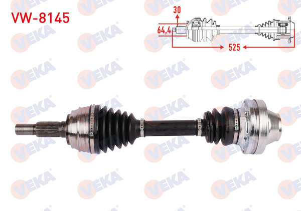 VEKA VW-8145 | Komple Aks Sol-Sağ Arka Uzunluk 525mm Volkswagen Touareg 3.0 TDI 2004-2010 / Audi Q7 3.0 TDI 2006-2015 / Porsche Cayenne 3.0 D 2010-2018 / 3.2 2003-2007