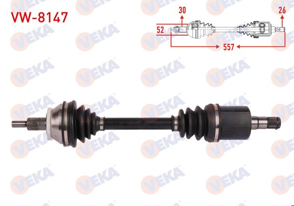 VEKA VW-8147 | Komple Aks Sol Ön Uzunluk 557mm Volkswagen Polo 1.4-1.6 A-T 2006-2009 / Skoda Fabia 1.6 A-T 2007-2014 / Seat Ibiza 1.6 A-T 2006-2009