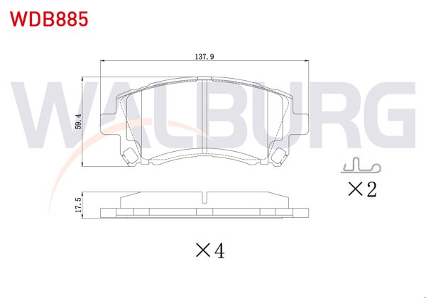 WALBURG WDB885 | Fren Balata Ön Subaru Forester (Sf) 1995-2002 / Impreza 1992-2000 / Impreza 2000-2007 / Legacy II (Bd,Bg) 1994-1999 / Outback (Be, Bh) 1998-2003