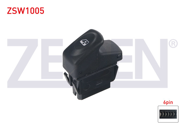 ZEGEN ZSW1005 | Cam Açma Anahtarı Tekli Turuncu Işık 6 Pin Renault Megane I 1996-2003