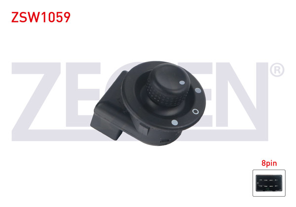 ZEGEN ZSW1059 | Ayna Ayar Düğmesi 8 Pin Renault Clio III 2005-2012 / Megane II 2002-2008 / Master III 2010-/ Logan-Sandero 2004-2013