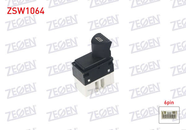 ZEGEN ZSW1064 | Cam Açma Anahtarı Tekli Beyaz 6 Pin Turuncu Işık Fiat Albea-Palio-Strada 1996-2005