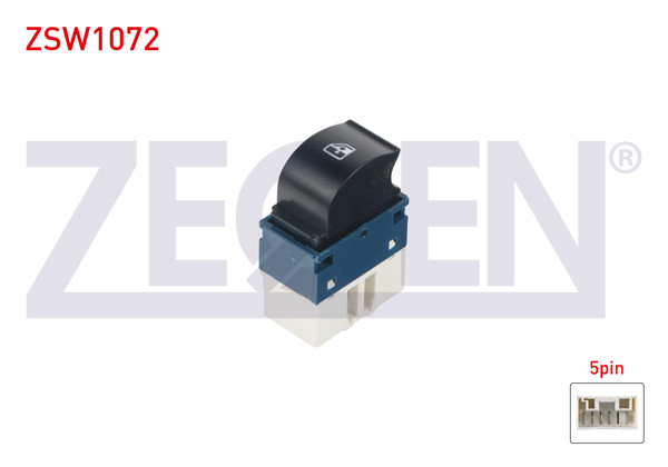 ZEGEN ZSW1072 | Cam Açma Anahtarı Tekli Mavi 5 Pin Turuncu Işık Fiat Doblo 2001-2010