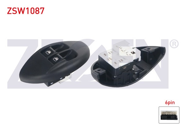 ZEGEN ZSW1087 | Cam Açma Anahtarı Çiftli Yesıl Işık 6 Pin Fiat Palio-Siena 1996-2005
