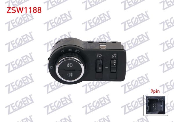 ZEGEN ZSW1188 | Far Anahtarı Krom 9 Pin On-Arka Sisli-Yukseklık Ayarlı Opel Astra J-Insignia-Cruze 2008 -