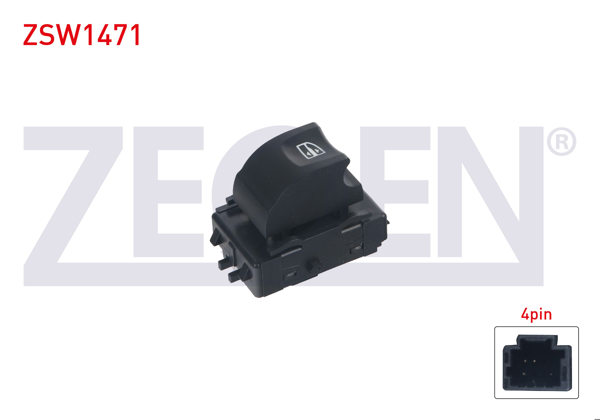 ZEGEN ZSW1471 | Cam Açma Anahtarı Tekli 4 Pin Renault Fluence 2009-/ Laguna III 2007-2015 / Megane III 2008-2015 / Latitude 2011 -