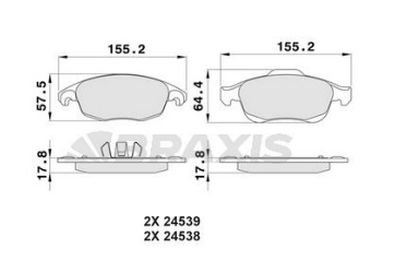 BRAXIS AA0023 | Ön Fren Balatası C4 Picasso C4 II Ds4 1.6 HDI 110 / 1.8 16V 10 / 06 Partner Tepe Berlingo III P5008 Ds5
