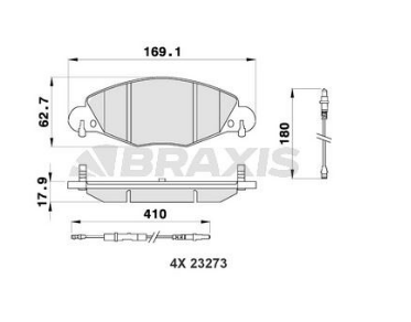 BRAXIS AB0188 | Ön Fren Balatası Fişli C5 2.2 HDI 3.0 V6 Hb / Sedan