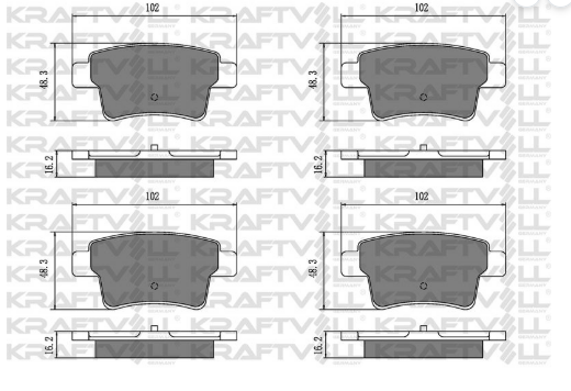 KRAFTVOLL 07160098 | Arka Fren Balatası (Premıum) C4 Picasso C4 Grand Picasso 1.6 HDI 110Fap 1.8 16V 2.0 16V 2.0 HDI 138
