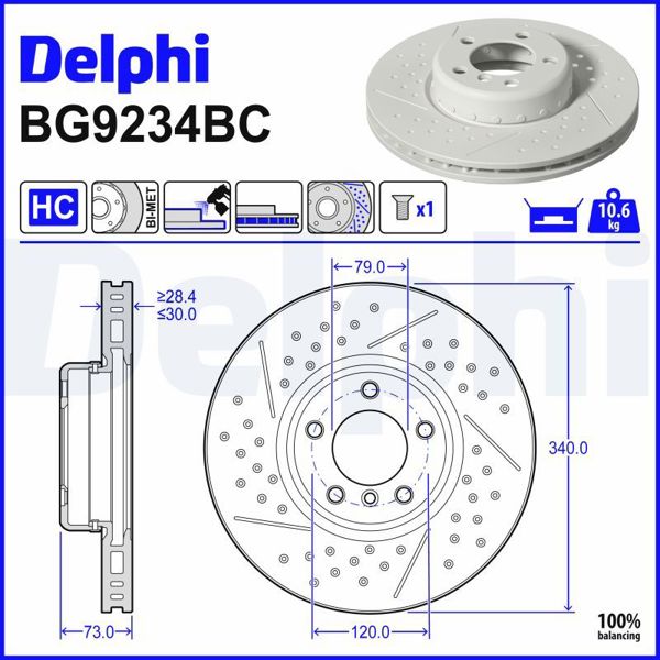 DELPHI BG9234BC | Fren Diski Ön BMW M F20 F21 F30 11 >