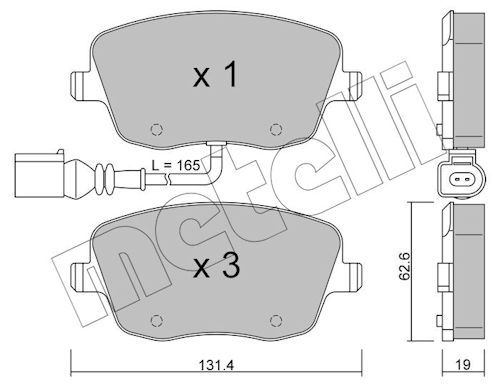 METELLİ 22-0547-1 | Ön Fren Balatası-Kablolu (VW Polo 02-10 Seat Ibiza 02-10 Skoda Fabia 00-10)