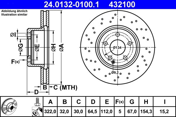 ATE 240132-01001 | Fren Diski Ön W204 07 > 14 S204 07 > 14 W212 09 > 15 S212 09 > 16 C207 10 > 16 A207 10 > 16 | 2 Adet