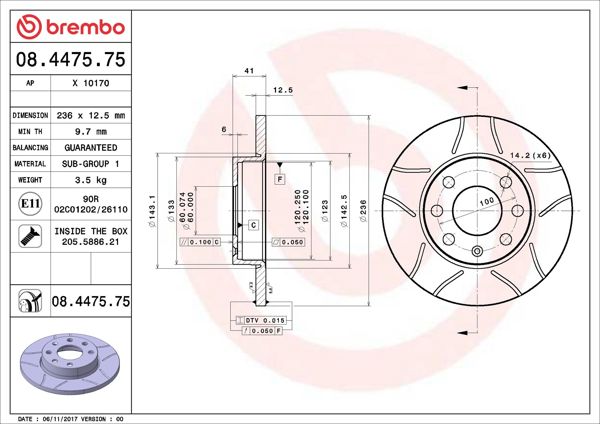 BREMBO 08.4475.75 | Fren Diski Ön Max Opel | 2 Adet