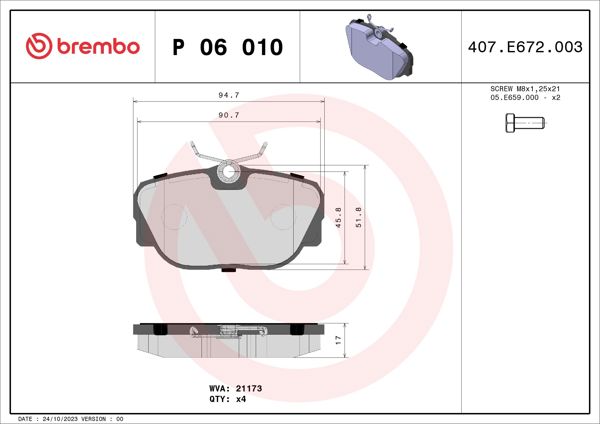 BREMBO P06010 | Fren Balatası Ön Low-Met BMW