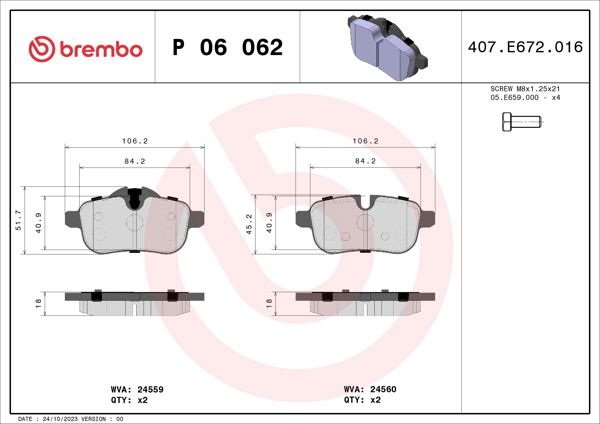 BREMBO P06062 | Fren Balatası Arka Low-Met BMW