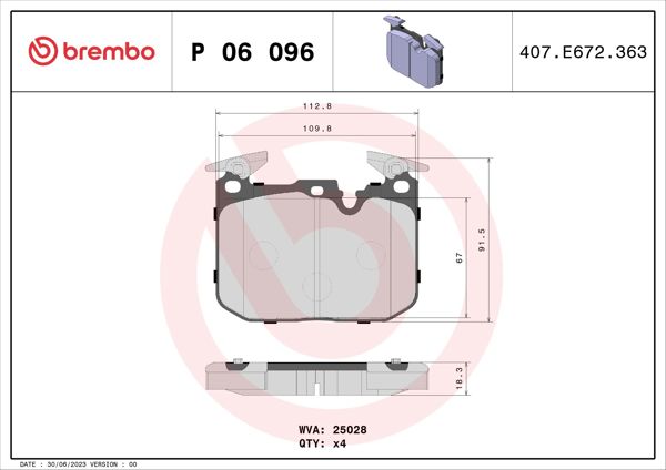 BREMBO P06096 | Fren Balatası Ön (BMW 3 Serisi 11-/ 4 Serisi 13 -) Low-Met