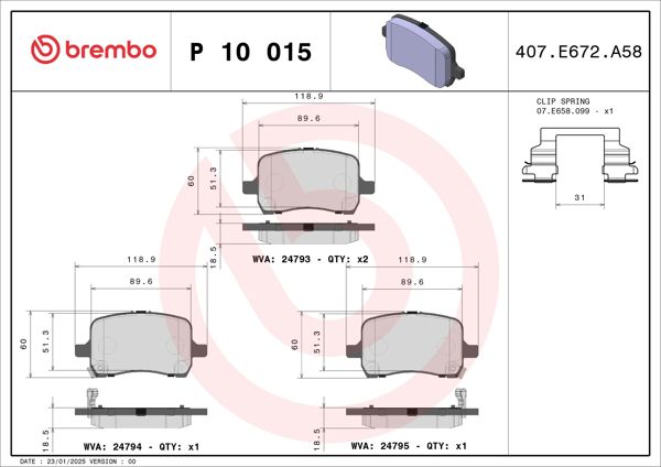 BREMBO P10015 | Fren Balatası Ön Low-Met Chevrolet