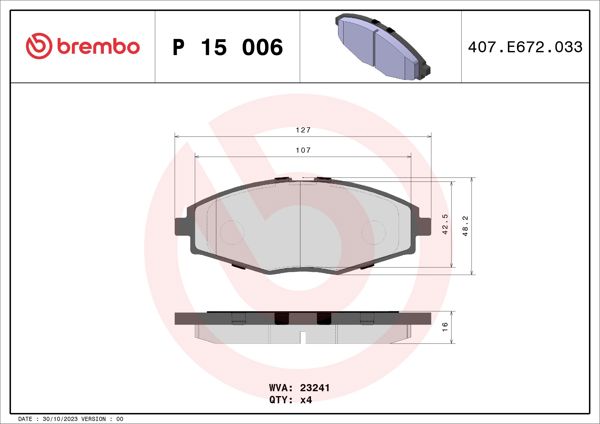 BREMBO P15006 | Balata Fren Ön-(Daewoo Matız 98 / 05 / Lanos 97 / /) Low-Met