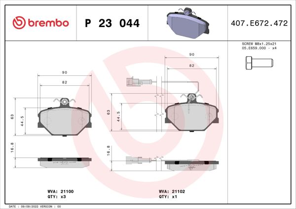 BREMBO P23044 | Fren Balatası Ön Low-Met Fiat