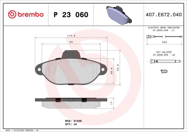 BREMBO P23060 | Fren Balatası Ön Low-Met Fiat