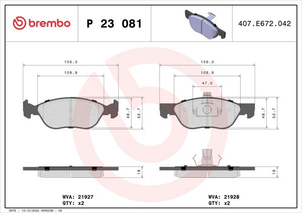 BREMBO P23081 | Fren Balatası Ön Low-Met Fiat