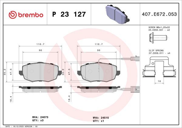 BREMBO P23127 | Fren Balatası Ön Low-Met Lancıa