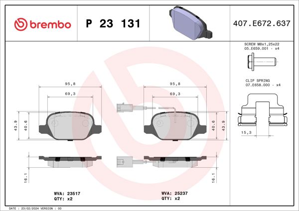 BREMBO P23131 | Fren Balatası Arka Low-Met Alfa Romeo