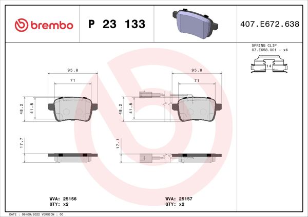 BREMBO P23133 | Fren Balatası Arka Alfa Romeo Giulietta 0913 1.4 Tb-1.6 Jtdı