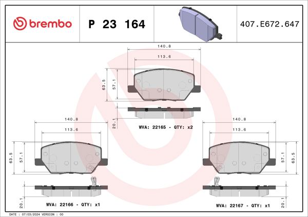 BREMBO P23164 | Fren Balatası Ön (Fiat 500×1.4 1.3 JTD 1.6 JTD / Jeep Renegade 1.6Crd 14 -) Low-Met