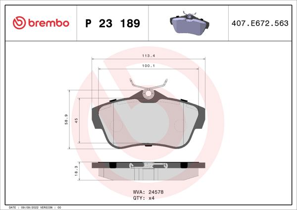 BREMBO P23189 | Fren Balatası Arka Low-Met Fiat