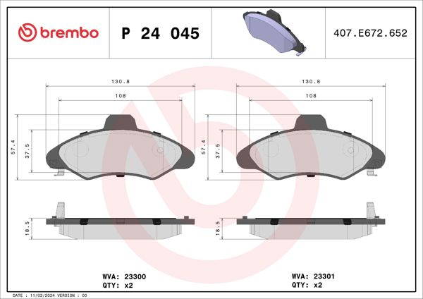 BREMBO P24045 | Fren Balatası Ön Low-Met Ford