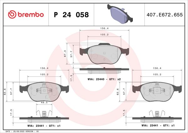 BREMBO P24058 | Fren Balatası Ön (Ford Connect 02 -)