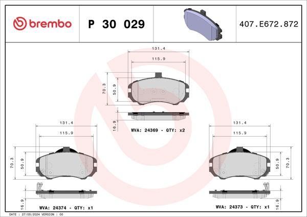 BREMBO P30029 | Fren Balatası Ön Low-Met Hyundai