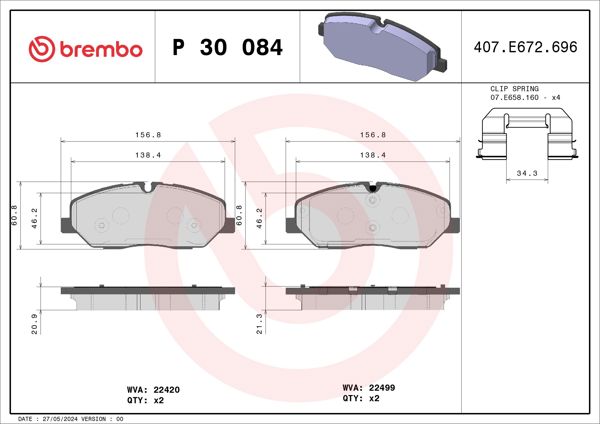 BREMBO P30084 | Fren Balatası Ön Low-Met Hyundai