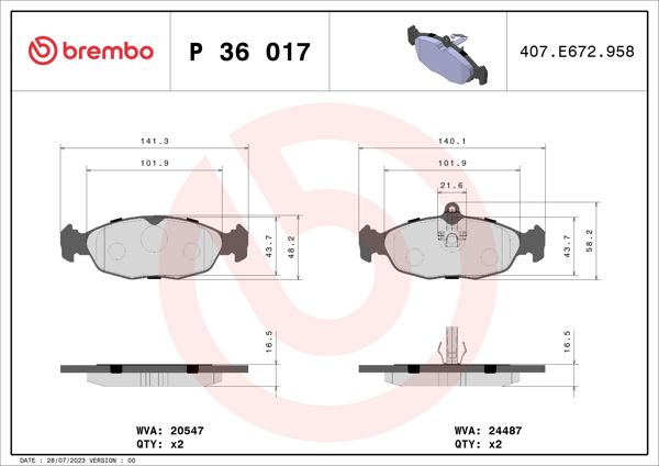 BREMBO P36017 | Fren Balatası Arka Low-Met Aston Martin